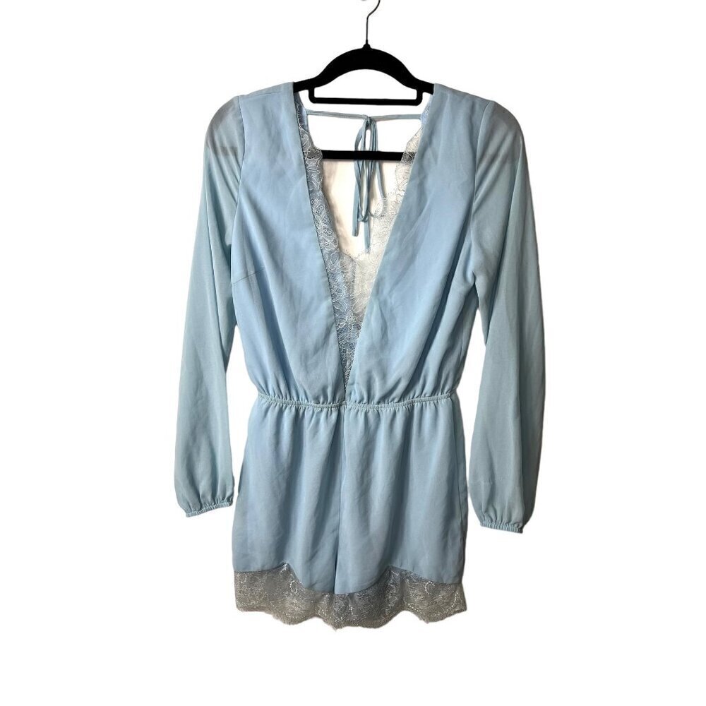 Hommage Los Angeles blue romper lace trim women’s medium‎